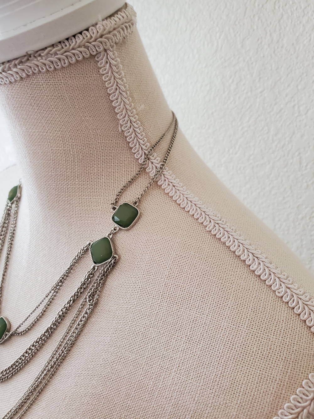 Nicole by Nicole Miller Silver-Tone Layered Necklace with Green Stones - Picture 4 of 5